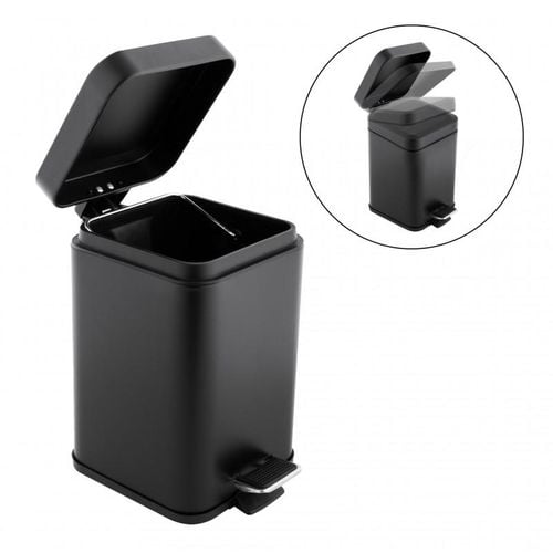 Zestaw łazienkowy czarny kosz na śmieci 3L stojak na papier szczotka WC na Arena.pl