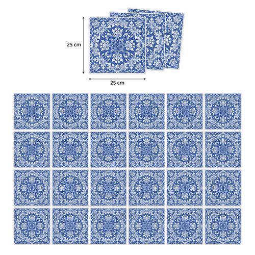 Naklejki Na Kafelki Niebieskie Klasyczne ORNAMENTY Zestaw 24 szt. 25x25 na Arena.pl