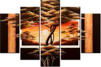 100CM 150CM OBRAZ 5 ELEM ZŁOTO AFRYKI ŚCIENNY