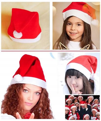 PRZEBRANIE STRÓJ KOSTIUM ŚWIĄTECZNY CZAPKA ŚWIĘTEGO MIKOŁAJA CZERWONA 15szt na Arena.pl