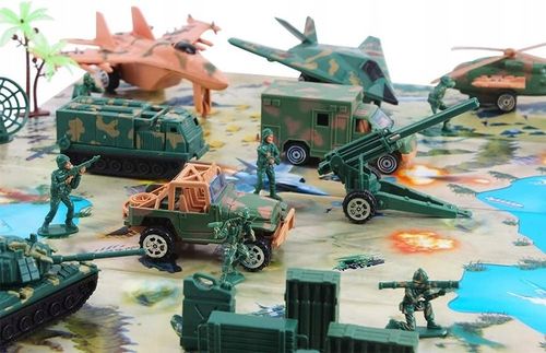 56x ŻOŁNIERZYKI POJAZDY MAPA WALIZKA ZESTAW ZABAWKA DLA DZIECKA PREZENT 56X na Arena.pl