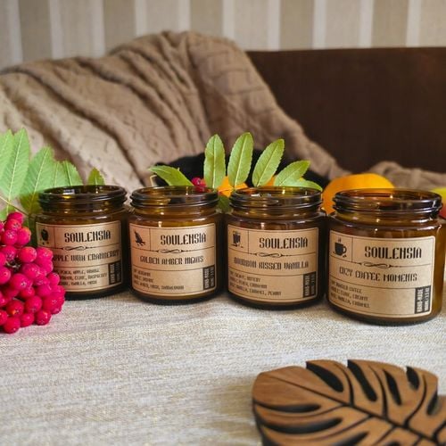 Zestaw Jesień Świece Sojowe na prezent w słoiku, handmade, 4x Świeca 100 ml na Arena.pl