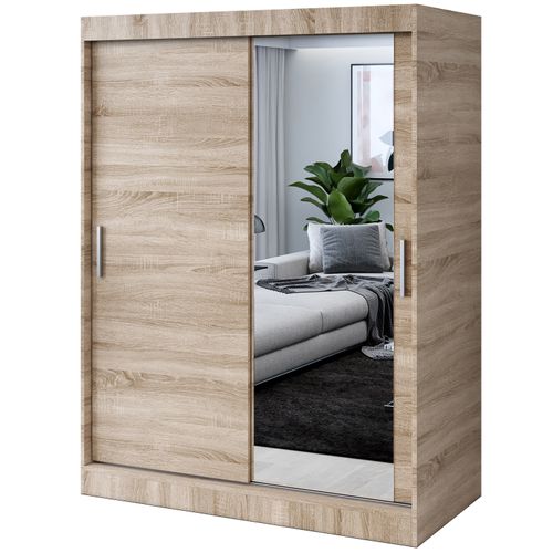 Szafa Przesuwna 150cm HUGO Biel Garderoba 2 wnętrza na Arena.pl