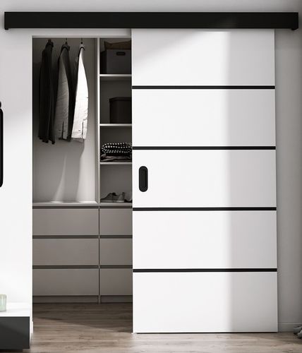 Drzwi przesuwne białe Black line 76 cały zestaw na Arena.pl