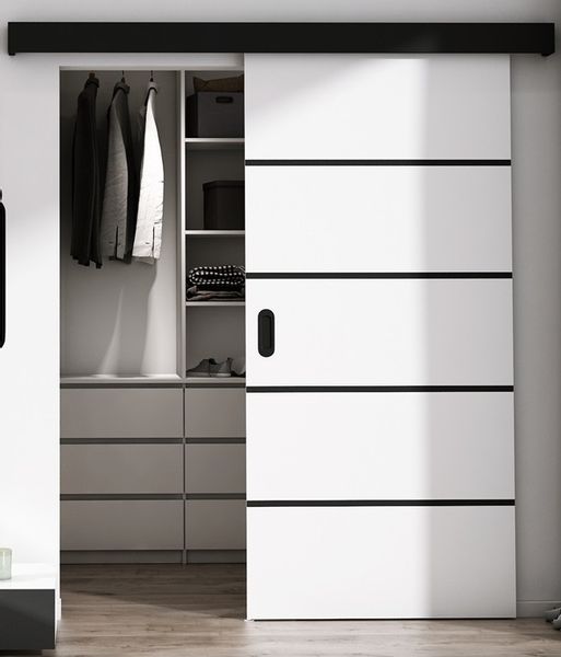 Drzwi przesuwne białe Black line 76 cały zestaw zdjęcie 1