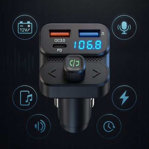 TRANSMITER FM BLUETOOTH 5.3 DRMZ SZYBKA ŁADOWARKA QC3.0 PD 36W USB na Arena.pl