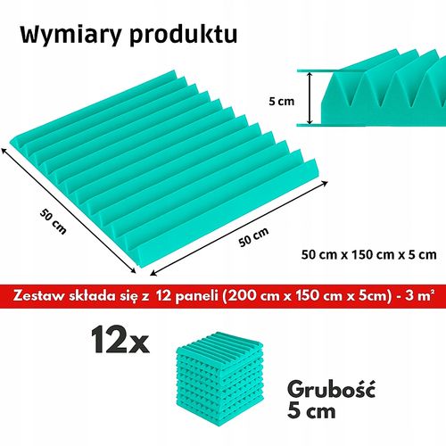 PIANKA MATA GĄBKA WYGŁUSZAJĄCA AKUSTYCZNA 3 m2 Studio nagrań | Turkusowy na Arena.pl
