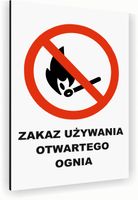 Tabliczka znak informacyjny 30x20 Biała ZAKAZ UŻYWANIA OGNIA Nierdzewna