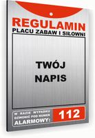 Tabliczka znak informacyjny 30x20 REGULAMIN SIŁOWNI Aluminiowa NADRUK UV