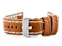 Pasek skórzany do zegarka W49 - camel - 24mm