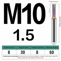 Frez do gwintowania jednoostrzowy Rozmiar: M10x1.5x60L - DLC