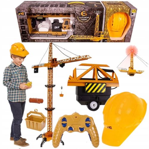 Mega Dźwig Żuraw Budowlany RC Zdalnie Sterowany 128cm na Pilot + Kask LED na Arena.pl