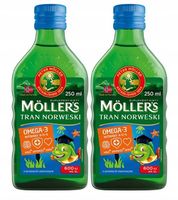 MOLLER'S Tran Norweski o aromacie owocowym 2 x 250 ml