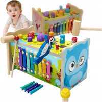 KOSTKA EDUKACYJNA MONTESSORI DREWNIANY WBIJAK CYMBAŁKI UKŁADANKA KLOCKI MON