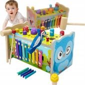 KOSTKA EDUKACYJNA MONTESSORI DREWNIANY WBIJAK CYMBAŁKI UKŁADANKA KLOCKI
