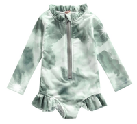 STRÓJ KĄPIELOWY DZIEWCZĘCY KOMBINEZON GREEN TIE DYE UV UPF50+ 110 4+ LAT