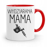 Kubek Czerwony Prezent Dla Mamy Wydziarana Mama Z Nadrukiem Ze Zdjęciem