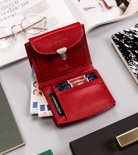 skórzany portfel damski z systemem rfid zapinany na zatrzask - peterson na Arena.pl