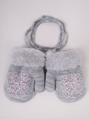 Rękawiczki dziewczęce jednopalczaste ze sznurkiem szare 14 cm YOCLUB na Arena.pl