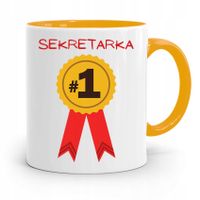 Kubek Żółty Prezent Dla Sekretarki Numer Jeden Z Nadrukiem Ze Zdjęciem
