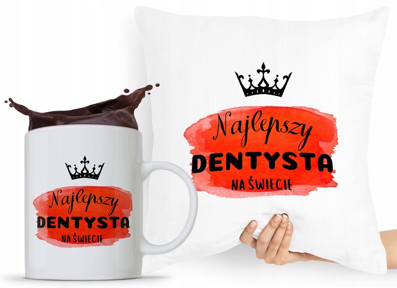 Zestaw Poduszka + Kubek Dla Dentysty Stomatologa Z Nadrukiem Ze Zdjęciem zdjęcie 1