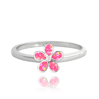 MINET Pierścien srebrny KWIATY z różowymi opalami wielkość 14