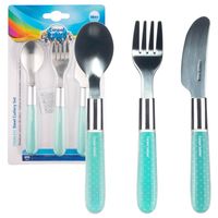 CANPOL Metalowe sztućce dla dzieci niebieskie łyżeczka + widelec + nóż