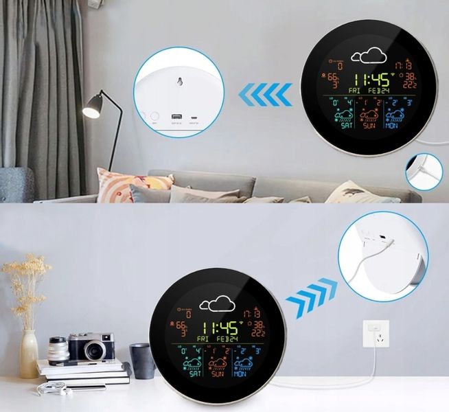STACJA POGODY POGODOWA WIFI METEOROLOGICZNA TUYA ZEGAR 3 CZUJNIKI PROGNOZA zdjęcie 11