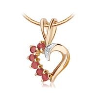 wisiorek serce złoto rubiny diament