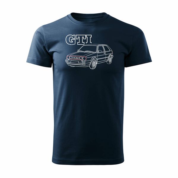 Koszulka z samochodem VW Golf 2 II męska granatowa REGULAR S zdjęcie 1