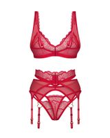 komplet koronkowy obsessive cupide desir czerwony 2xl/3xl