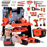 WARSZTAT DLA DZIECI zestaw majsterkowicza w SKRZYNI narzędzia WKRĘTARKA