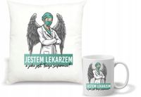 Zestaw PODUSZKA + KUBEK z nadrukiem grafiką PREZENT DLA DOKTORA LEKARZA