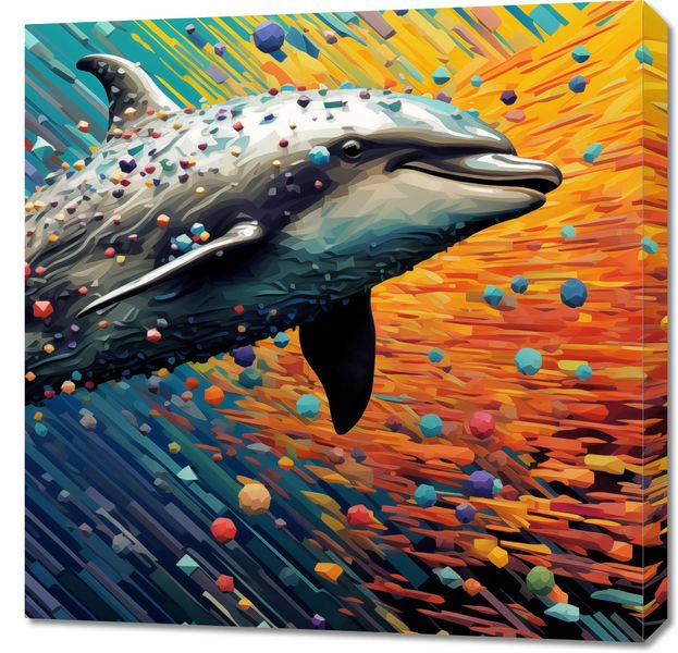 Obraz 70x70cm Delfin w Palecie Barw zdjęcie 1