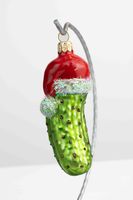 Bombka na Choinkę ze Szkła Boże Narodzenie - Ogórek z Czapką Mikołaja