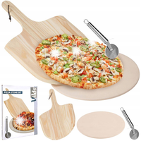 ZESTAW KAMIEŃ DO PIECZENIA PIZZY SZAMOTOWY + ŁOPATA NÓŻ