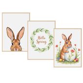 Zestaw 3szt Plakatów na Wielkanoc 50x70 Bez Ram Zając Wielkanocny