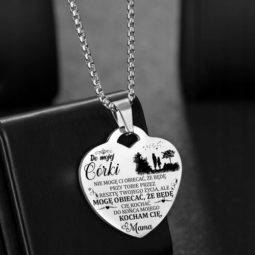 Srebrny Łańcuszek Zawieszka SERCE NASZYJNIK DLA CÓRKI OD MAMY Grawer BOX na Arena.pl