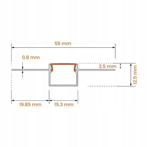 Profil LED Aluminiowy Do Płyt GK Gipsowych Wpuszczany Regips 2m klosz na Arena.pl