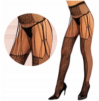 Pikantne Żakardowe Pończochy Z Pasem - Lamean LivCo Corsetti Fashion  S-L (uniwersalny)