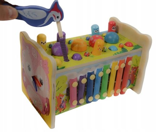 SORTER DREWNIANY WBIJAK KOSTKA CYMBAŁKI GRA UKŁADANKA KLOCKI MONTESSORI SOW na Arena.pl