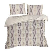 Pościel satynowa z nadrukiem geometria NIKA 220X200 70X80X2 beżowa