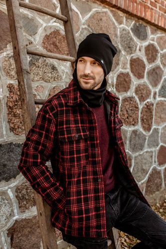 Czapka zimowa męska na polarze + komin Czarny na Arena.pl