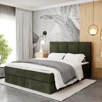 ŁÓŻKO KONTYNENTALNE 160x200 TAPICEROWANE PODWÓJNE Z MATERACEM KHAKI