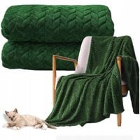 NARZUTA NA ŁÓŻKO KOC WYTŁACZANY JODEŁKA PLED 160X200 CM ZIELONY PREZENT