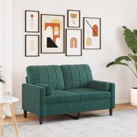 2-osobowa sofa z poduszkami, ciemnozielona, 120 cm, aksamit