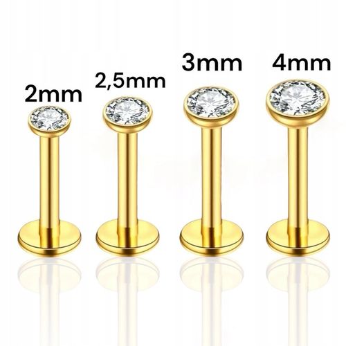 PIERCING Kolczyk Labret z białą cyrkonią HELIX Lobe Tragus TYTAN na Arena.pl