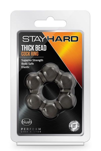 Stay Hard Thick Bead Cock Ring Black zdjęcie 1