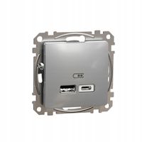 Sedna Design Gniazdo ładownia USB A+C srebrny