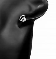 KOLCZYKI SREBRNE SERCA KONIKI KONIE CYRKONIE SREBRO 925 SZTYFTY NA PREZENT